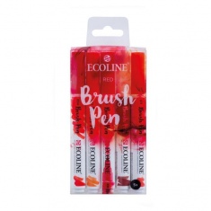 TALENS ECOLINE Brush Pen ZESTAW 5 KOLORÓW CZERWONYCH