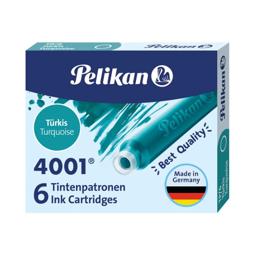 TURKUSOWE NABOJE ATRAMENTOWE PELIKAN - OPAKOWANIE 6 SZT.