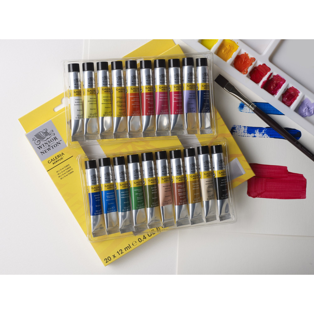 W&N GALERIA ACRYLIC set 20x12ml - zestaw farb akrylowych