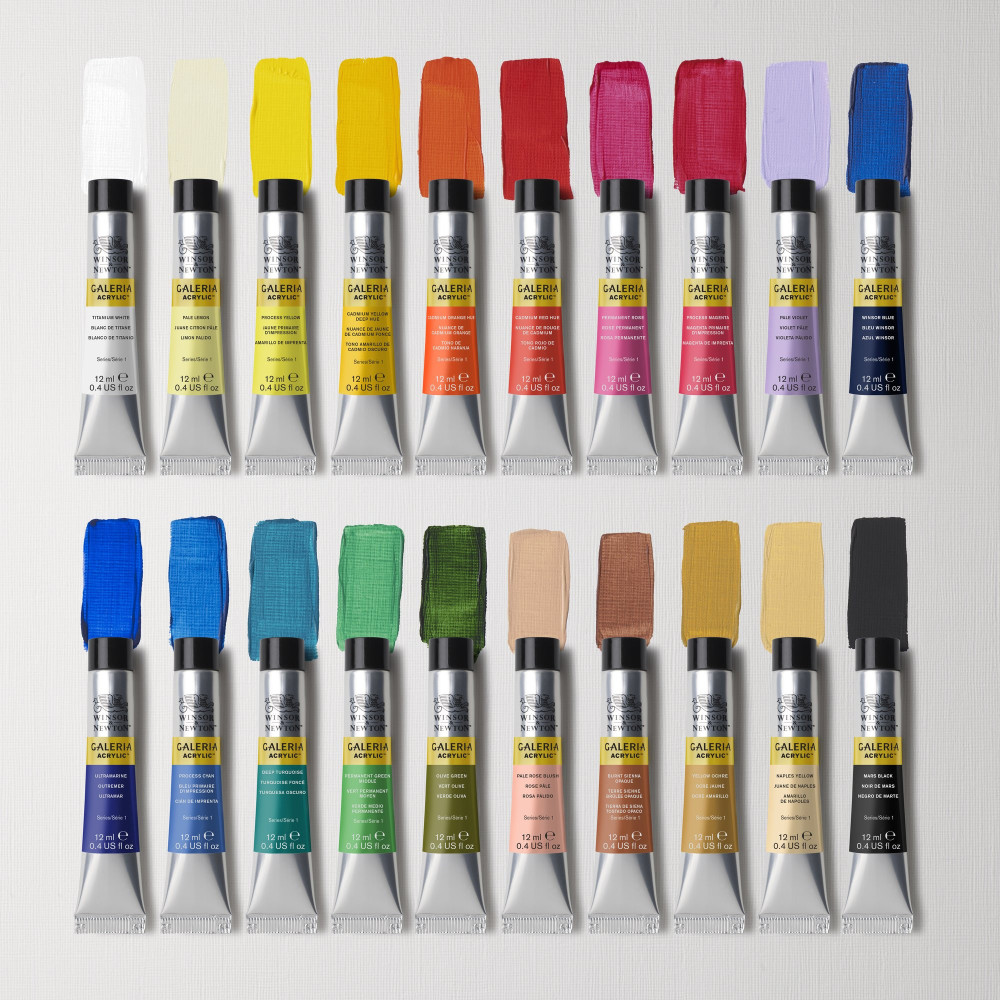 W&N GALERIA ACRYLIC set 20x12ml - zestaw farb akrylowych