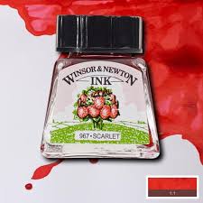 Winsor & Newton Tusz rysunkowy Scarlet 14ml- WODOODPORNY